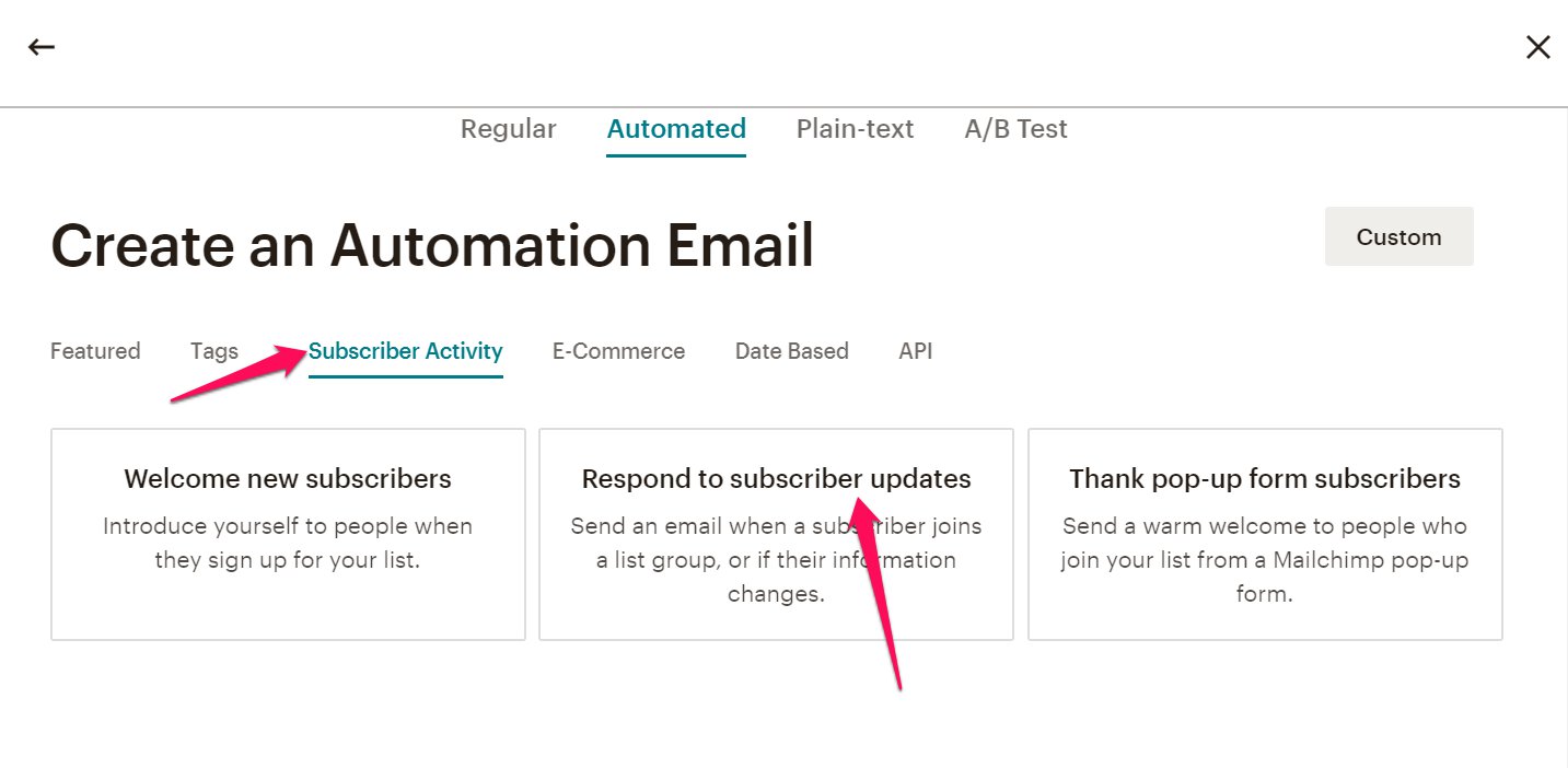 Creating automated emails in Mailchimp