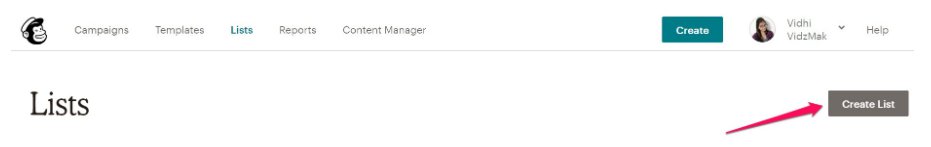 Creating a list in Mailchimp