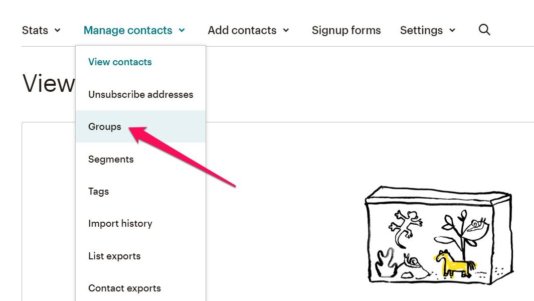Click on Groups to create a group in mailchimp