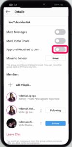 How to turn off "approval requored to join" chat on Instagram